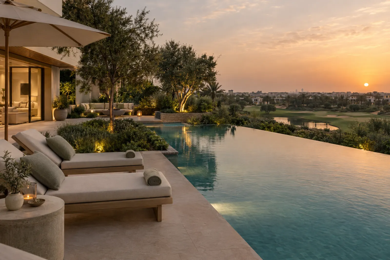 Lagoon-side villas in District One West, District One West, MBR City